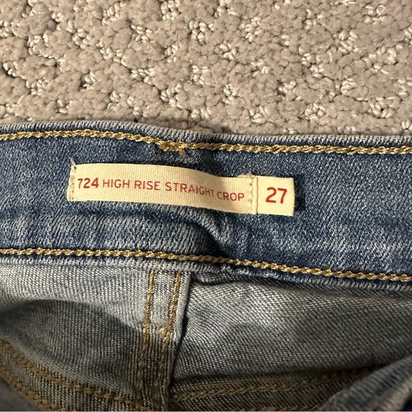 Levi’s Straight Leg Distressed Jeans | Levis 724 High Rise Straight Crop Size 27 - Picture 6 of 9